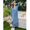 imageEkouaer Womens Long Sleeve Nightgown Full Length Sleepwear Long Sleepshirts Henley Sleep Dress S4XLBlue Ink Flower