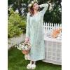 imageEkouaer Womens Long Sleeve Nightgown Full Length Sleepwear Long Sleepshirts Henley Sleep Dress S4XLGreen Daisy