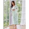imageEkouaer Womens Long Sleeve Nightgown Full Length Sleepwear Long Sleepshirts Henley Sleep Dress S4XLGreen Daisy