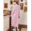 imageEkouaer Womens Long Sleeve Nightgown Full Length Sleepwear Long Sleepshirts Henley Sleep Dress S4XLPink Flowers