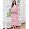 imageEkouaer Womens Long Sleeve Nightgown Full Length Sleepwear Long Sleepshirts Henley Sleep Dress S4XLPink Flowers