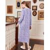 imageEkouaer Womens Long Sleeve Nightgown Full Length Sleepwear Long Sleepshirts Henley Sleep Dress S4XLPurple Floral