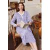 imageEkouaer Womens Long Sleeve Nightgown Full Length Sleepwear Long Sleepshirts Henley Sleep Dress S4XLPurple Floral