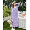 imageEkouaer Womens Long Sleeve Nightgown Full Length Sleepwear Long Sleepshirts Henley Sleep Dress S4XLPurple Floral