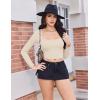 imageEkouaer Womens Long Sleeve Square Neck Crop Top Ribbed Slim Fitted Going Out Y2K Tops Casual Basic Shirts TeeBeige