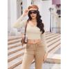 imageEkouaer Womens Long Sleeve Square Neck Crop Top Ribbed Slim Fitted Going Out Y2K Tops Casual Basic Shirts TeeBeige