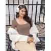 imageEkouaer Womens Long Sleeve Square Neck Crop Top Ribbed Slim Fitted Going Out Y2K Tops Casual Basic Shirts TeeCoffee Grey