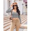 imageEkouaer Womens Long Sleeve Square Neck Crop Top Ribbed Slim Fitted Going Out Y2K Tops Casual Basic Shirts TeeHeather Grey