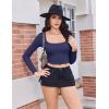 imageEkouaer Womens Long Sleeve Square Neck Crop Top Ribbed Slim Fitted Going Out Y2K Tops Casual Basic Shirts TeeNavy Blue