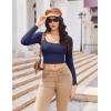 imageEkouaer Womens Long Sleeve Square Neck Crop Top Ribbed Slim Fitted Going Out Y2K Tops Casual Basic Shirts TeeNavy Blue