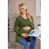 imageEkouaer Womens Maternity Shirts Long Sleeve Pregnancy Tops for Women V Neck Tunic Blouses ClothesArmy Green
