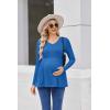 imageEkouaer Womens Maternity Shirts Long Sleeve Pregnancy Tops for Women V Neck Tunic Blouses ClothesBlue