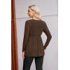 imageEkouaer Womens Maternity Shirts Long Sleeve Pregnancy Tops for Women V Neck Tunic Blouses ClothesBrown