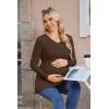 imageEkouaer Womens Maternity Shirts Long Sleeve Pregnancy Tops for Women V Neck Tunic Blouses ClothesBrown