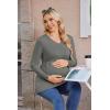 imageEkouaer Womens Maternity Shirts Long Sleeve Pregnancy Tops for Women V Neck Tunic Blouses ClothesDark Grey