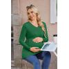 imageEkouaer Womens Maternity Shirts Long Sleeve Pregnancy Tops for Women V Neck Tunic Blouses ClothesGreen
