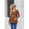 imageEkouaer Womens Maternity Shirts Long Sleeve Pregnancy Tops for Women V Neck Tunic Blouses ClothesLight Brown