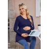 imageEkouaer Womens Maternity Shirts Long Sleeve Pregnancy Tops for Women V Neck Tunic Blouses ClothesNavy Blue