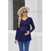 imageEkouaer Womens Maternity Shirts Long Sleeve Pregnancy Tops for Women V Neck Tunic Blouses ClothesNavy Blue