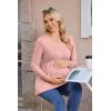 imageEkouaer Womens Maternity Shirts Long Sleeve Pregnancy Tops for Women V Neck Tunic Blouses ClothesPink