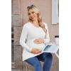 imageEkouaer Womens Maternity Shirts Long Sleeve Pregnancy Tops for Women V Neck Tunic Blouses ClothesWhite