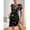 imageEkouaer Womens Nightgown Short Sleeve Night Dress Printed Sleepwear Soft Sleep Shirt S3XLBlack Star