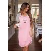 imageEkouaer Womens Nightgown Short Sleeve Night Dress Printed Sleepwear Soft Sleep Shirt S3XLPink Teddy Bear