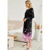 imageEkouaer Womens Nightgown VNeck Loungewear Long Sleeve Sleepwear Full Length Nightgown for Women S4XLBlack Pink Sakura