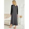 imageEkouaer Womens Nightgown VNeck Loungewear Long Sleeve Sleepwear Full Length Nightgown for Women S4XLGrey