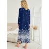 imageEkouaer Womens Nightgown VNeck Loungewear Long Sleeve Sleepwear Full Length Nightgown for Women S4XLNavy White Florals