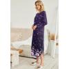 imageEkouaer Womens Nightgown VNeck Loungewear Long Sleeve Sleepwear Full Length Nightgown for Women S4XLPurple Florals