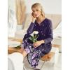 imageEkouaer Womens Nightgown VNeck Loungewear Long Sleeve Sleepwear Full Length Nightgown for Women S4XLPurple Florals