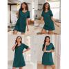 imageEkouaer Womens Nightgowns Short Sleeve Cotton Sleepwear Crew Neck Loungewear Color Block Nightshirt Summer DressesBlue Green
