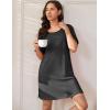 imageEkouaer Womens Nightgowns Short Sleeve Cotton Sleepwear Crew Neck Loungewear Color Block Nightshirt Summer DressesDark Grey