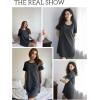 imageEkouaer Womens Nightgowns Short Sleeve Cotton Sleepwear Crew Neck Loungewear Color Block Nightshirt Summer DressesDark Grey