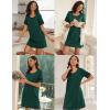 imageEkouaer Womens Nightgowns Short Sleeve Cotton Sleepwear Crew Neck Loungewear Color Block Nightshirt Summer DressesGreen