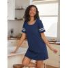 imageEkouaer Womens Nightgowns Short Sleeve Cotton Sleepwear Crew Neck Loungewear Color Block Nightshirt Summer DressesNavy Blue