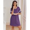 imageEkouaer Womens Nightgowns Short Sleeve Cotton Sleepwear Crew Neck Loungewear Color Block Nightshirt Summer DressesPurple