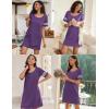 imageEkouaer Womens Nightgowns Short Sleeve Cotton Sleepwear Crew Neck Loungewear Color Block Nightshirt Summer DressesPurple