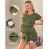 imageEkouaer Womens Nursing Tops 3 Packs Short Sleeve Breastfeeding Shirts Double Layer Postpartum Shirt SXXLBlack FloralArmy GreenDark Gray