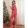 imageEkouaer Womens Pajama Sets Long Sleeve Button Down 2 Piece Pjs Soft Lounge Sets Notch Collar SleepwearChristmas Red