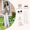 imageEkouaer Womens Pajama Sets Long Sleeve Button Down 2 Piece Pjs Soft Lounge Sets Notch Collar SleepwearDark Grey