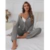 imageEkouaer Womens Pajama Sets Long Sleeve Button Down 2 Piece Pjs Soft Lounge Sets Notch Collar SleepwearDark Grey