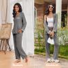 imageEkouaer Womens Pajama Sets Long Sleeve Button Down 2 Piece Pjs Soft Lounge Sets Notch Collar SleepwearDark Grey