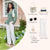 imageEkouaer Womens Pajama Sets Long Sleeve Button Down 2 Piece Pjs Soft Lounge Sets Notch Collar SleepwearGreen