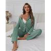 imageEkouaer Womens Pajama Sets Long Sleeve Button Down 2 Piece Pjs Soft Lounge Sets Notch Collar SleepwearGreen
