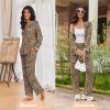 imageEkouaer Womens Pajama Sets Long Sleeve Button Down 2 Piece Pjs Soft Lounge Sets Notch Collar SleepwearLeopard