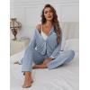 imageEkouaer Womens Pajama Sets Long Sleeve Button Down 2 Piece Pjs Soft Lounge Sets Notch Collar SleepwearLight Blue