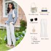 imageEkouaer Womens Pajama Sets Long Sleeve Button Down 2 Piece Pjs Soft Lounge Sets Notch Collar SleepwearLight Blue