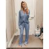 imageEkouaer Womens Pajama Sets Long Sleeve Button Down 2 Piece Pjs Soft Lounge Sets Notch Collar SleepwearLight Blue